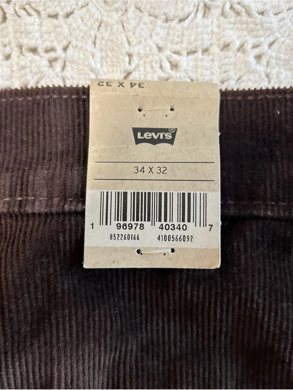 Levi’s Men's XX Chino Taper Brown Corduroy Pants - 34x32 - NWT